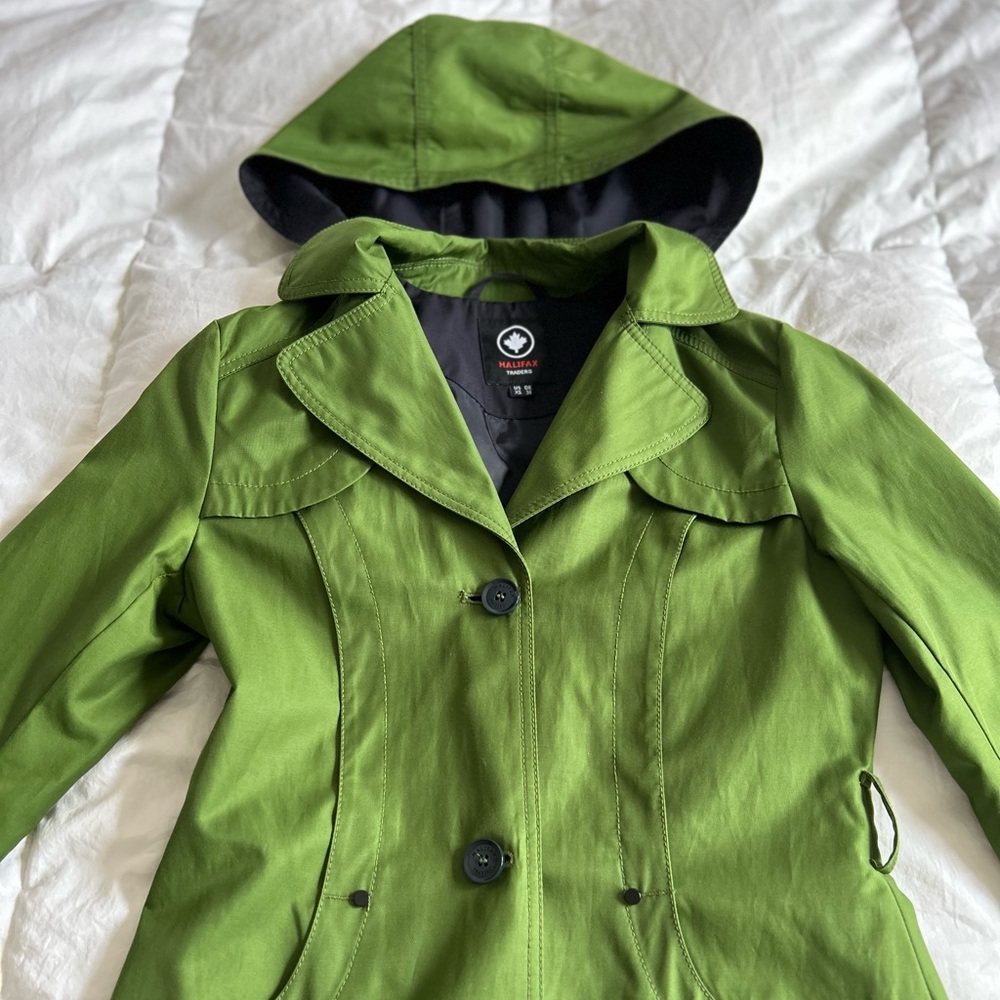 Halifax green raincoat